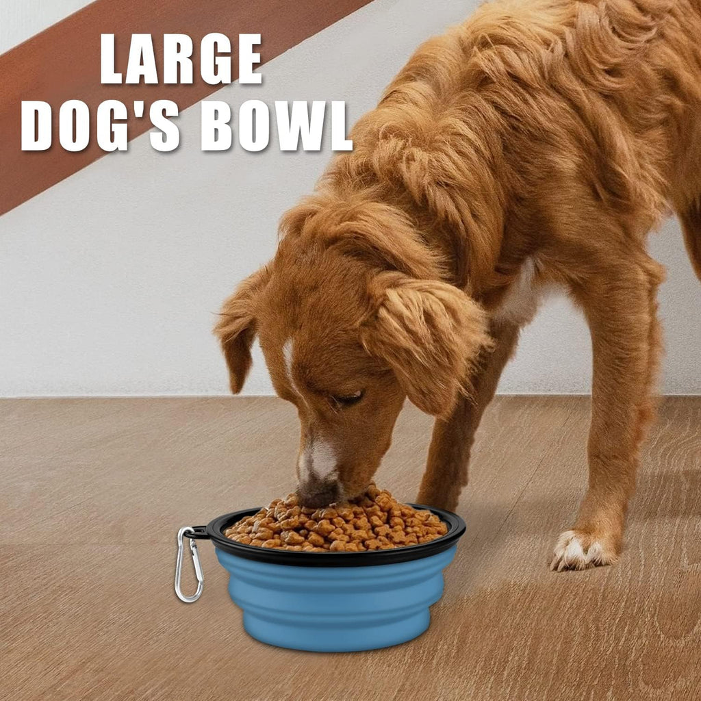 Silicone travel pet feeder set showing thin collapsed profile view