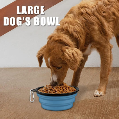 Silicone travel pet feeder set showing thin collapsed profile view
