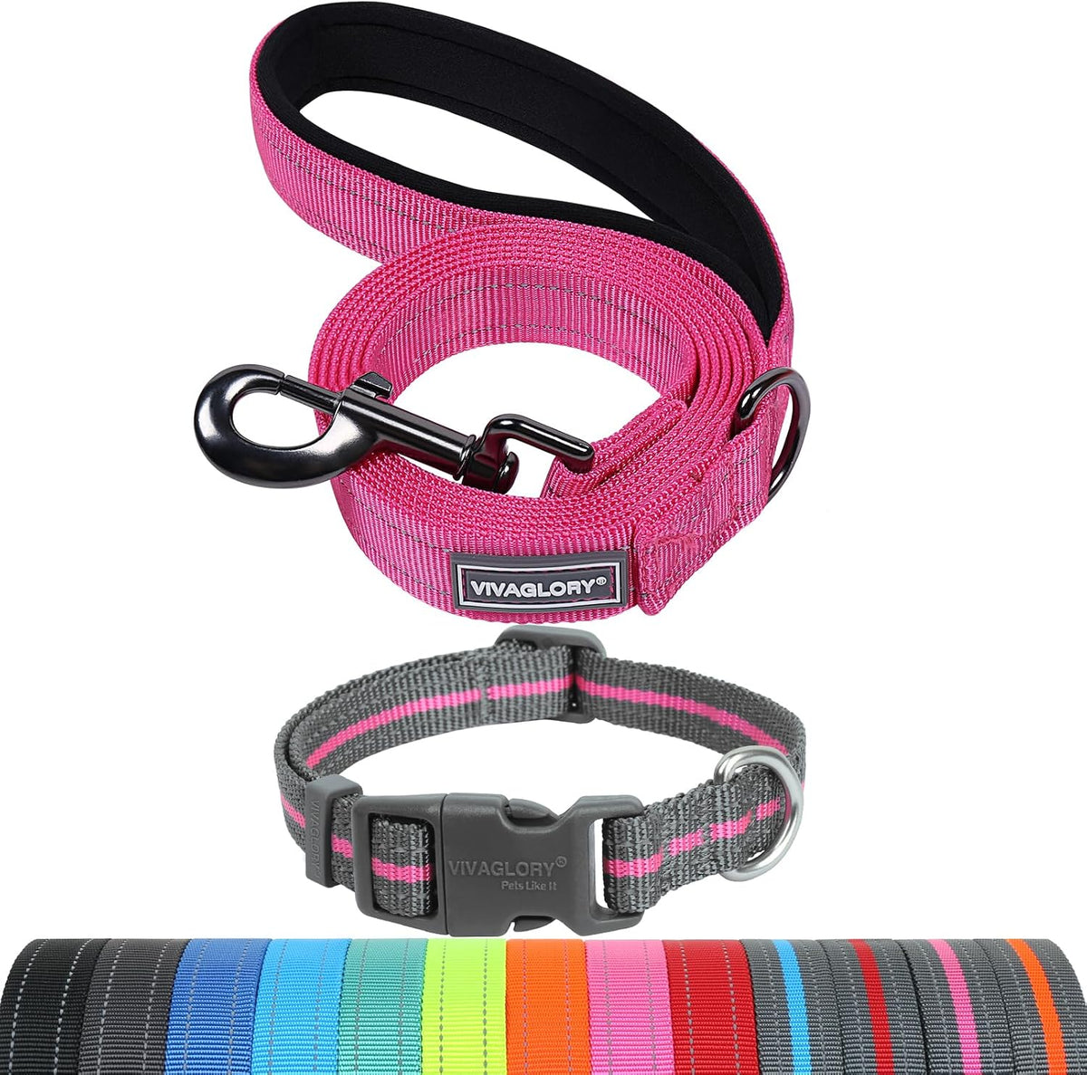 VIVAGLORY Dog Leash Dailyx Pet Leash with Soft Padded Handle for Training & Walking, Heavy Duty & Double Layer Nylon for Pet Puppy Collar, 3ft x 1in, Black - Image 9
