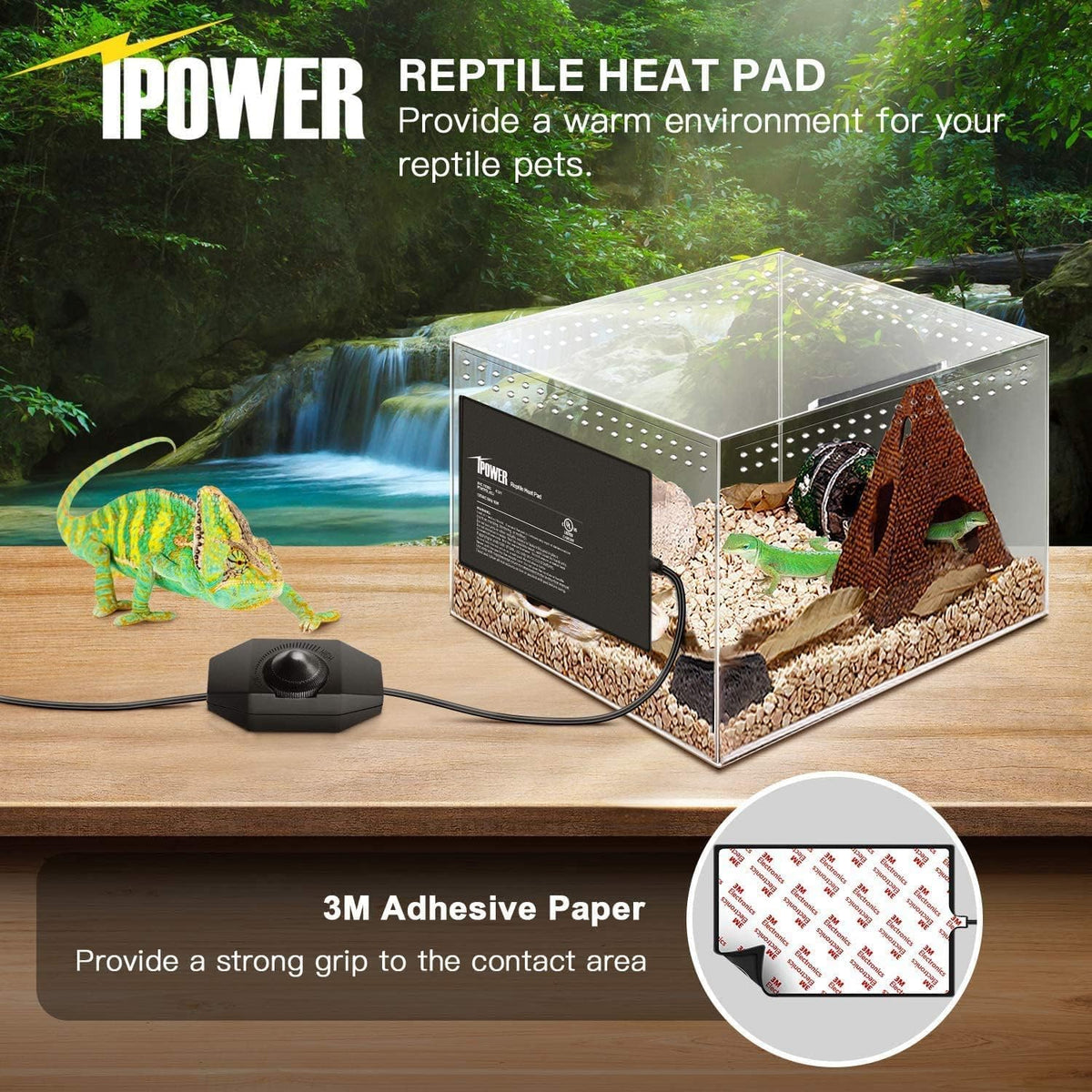 iPower reptile heat mat close up of control dial
