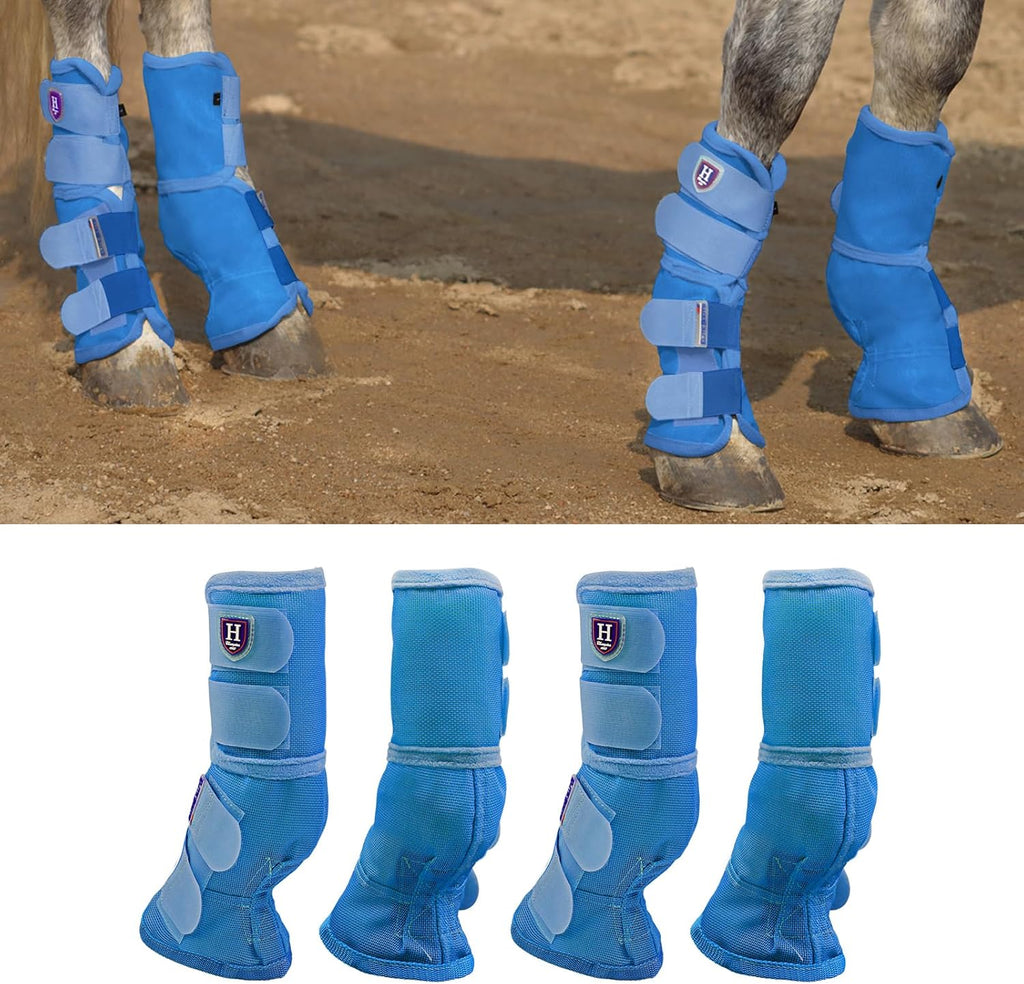 Harrison Howard Horse Fly Boots Perfect Contoured Fit Leg Guards Dense Mesh Boots with Ventilated Comfort Reliable Protection from Summer Elements Set of 4 Mint L - Image 11