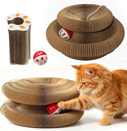 Technohom Magic Organ Cat Toy front view showing accordion style interactive scratcher board.