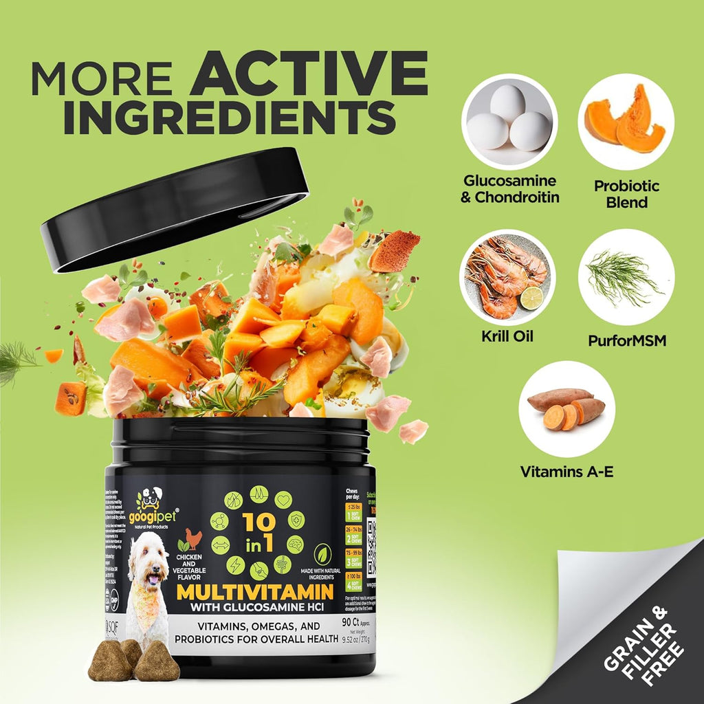 Detailed view of Googipet probiotic chew for dog gut health