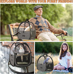 A4Pet portable grey pet carrier being carried by handle