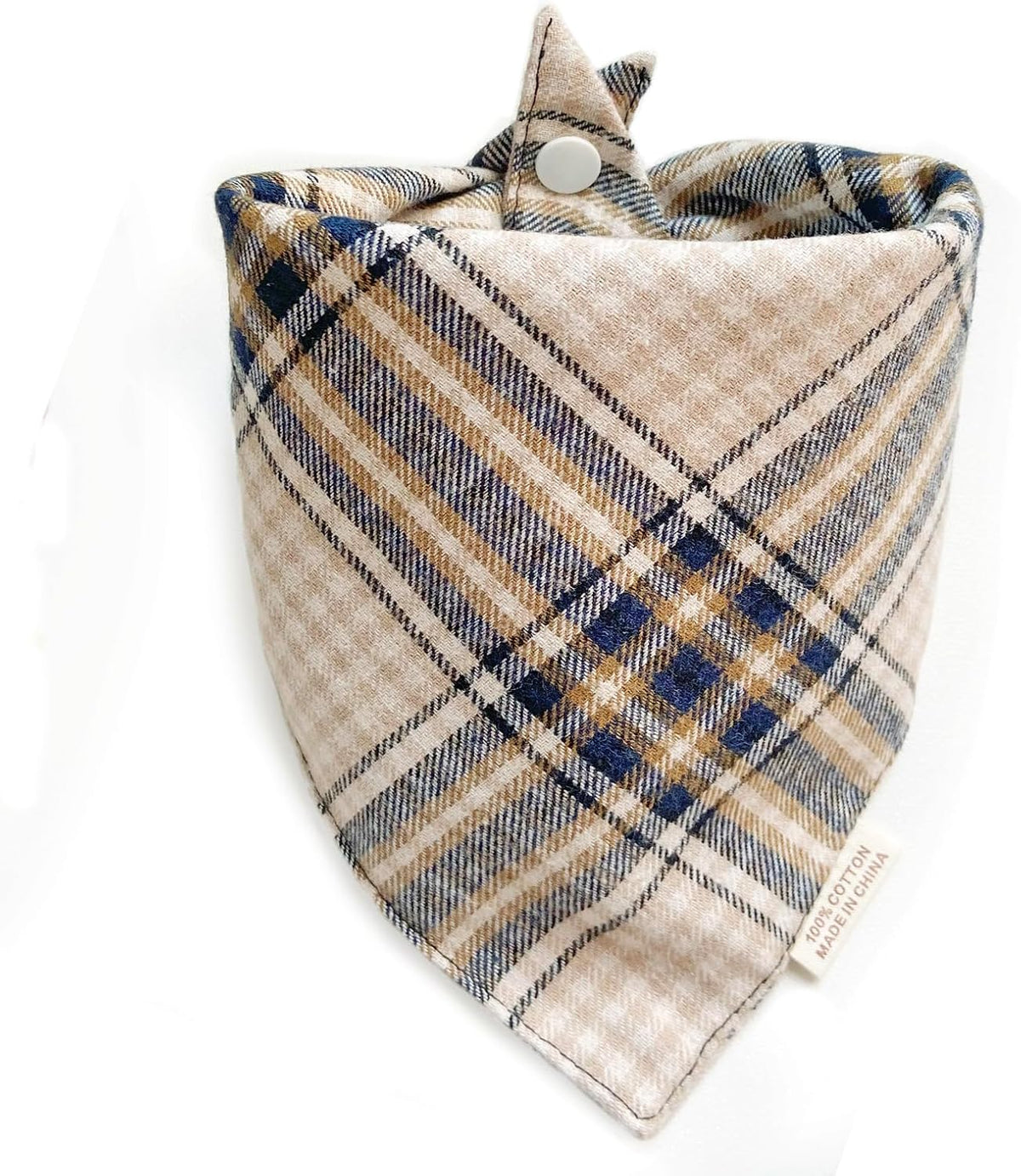 Plaid Dog Bandana with Button, Dual Layer Soft Cotton Triangle Dog Scarf Kerchief Washable Girl Boy Dog Bandanas Adjustable Accessories for Small Medium Large Extra Large Dog Puppy Pet - Image 10