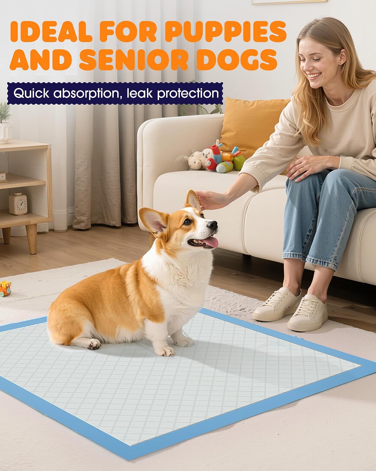 Powools disposable puppy pads pack for indoor dog housebreaking