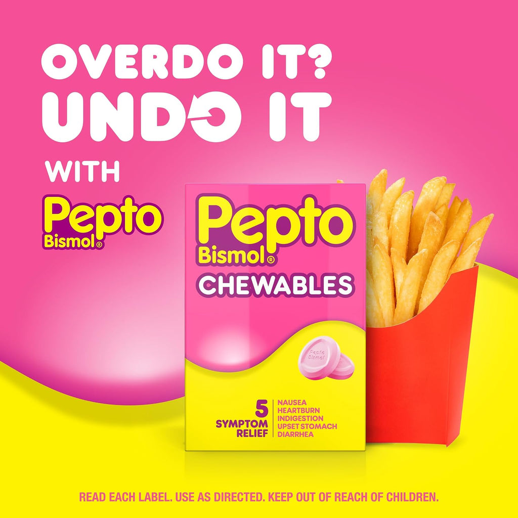 Pepto Bismol original flavor tablets closeup