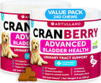 Artullano authentic USA imported daily bladder care chews for dogs on display.