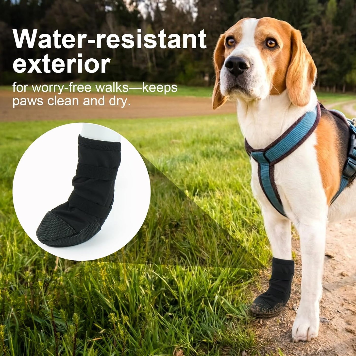Close up of Ikipuko dog boot velcro strap mechanism