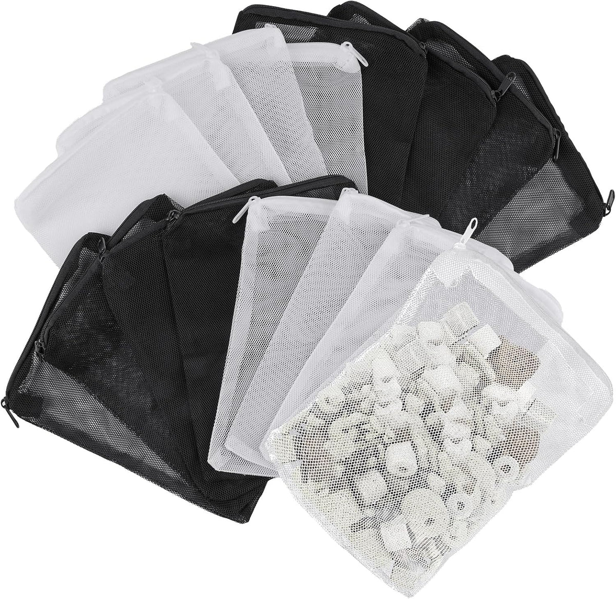 Okxiri Aquarium Filter Media Bags front view showing black and white nylon mesh options for fish tanks.