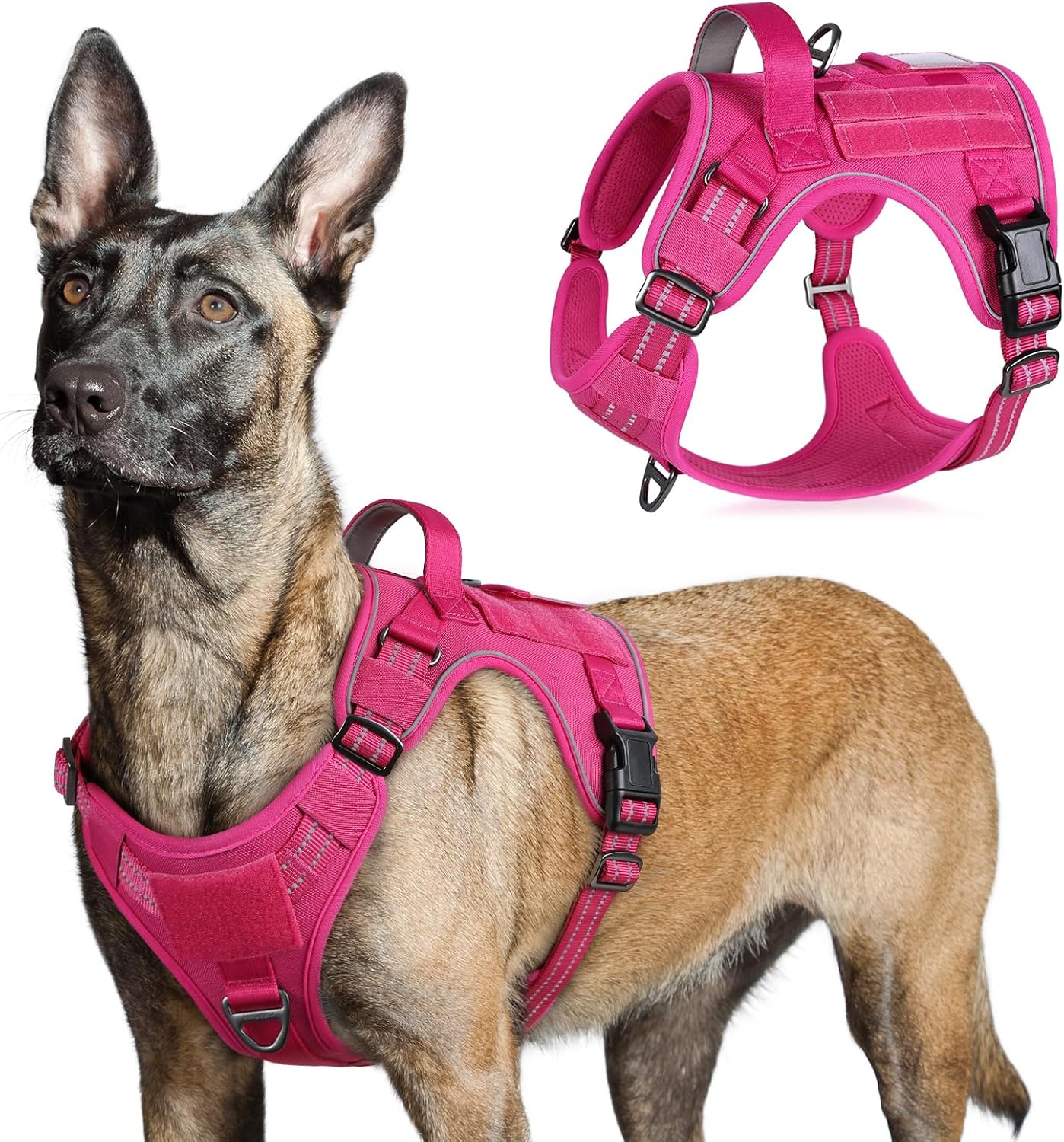 rabbitgoo Tactical Dog Harness for Large Dogs, No Pull Military Service Vest with Handle & Molle, Easy Control for Training Walking, Adjustable Reflective Straps, Black, L - Image 13