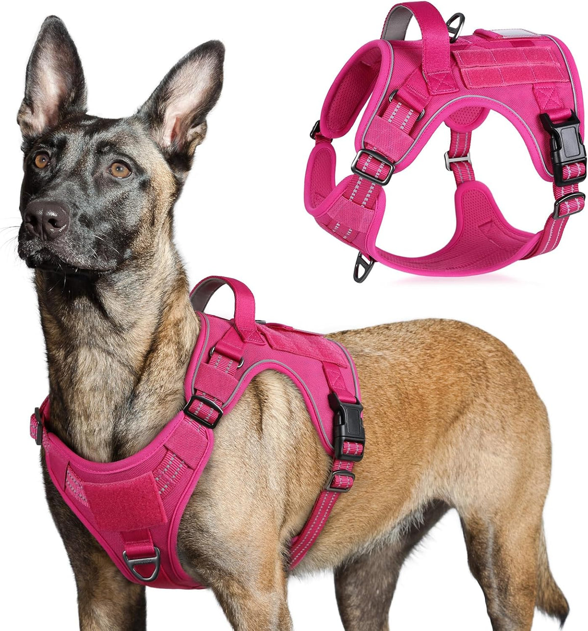 rabbitgoo Tactical Dog Harness for Large Dogs, No Pull Military Service Vest with Handle & Molle, Easy Control for Training Walking, Adjustable Reflective Straps, Black, L - Image 13