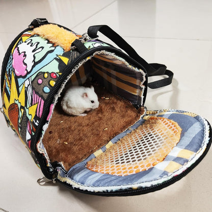 Hamiledyi Hamster Carrier Bag Gerbil Outgoing Travel Pouch Sugar Glider Breathable Carrying Strap with Zipper Suitable for Rat Hamster Mice - Image 3