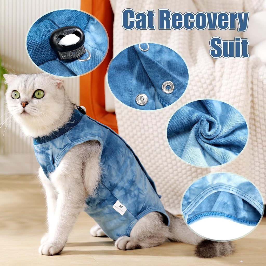Cat post op gown with adjustable neck drawstring