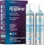 Rogaine womens 5 percent minoxidil foam front view with two cans