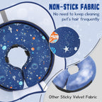 Inflatable pet neck pillow cone showing adjustable straps and non-stick fabric.