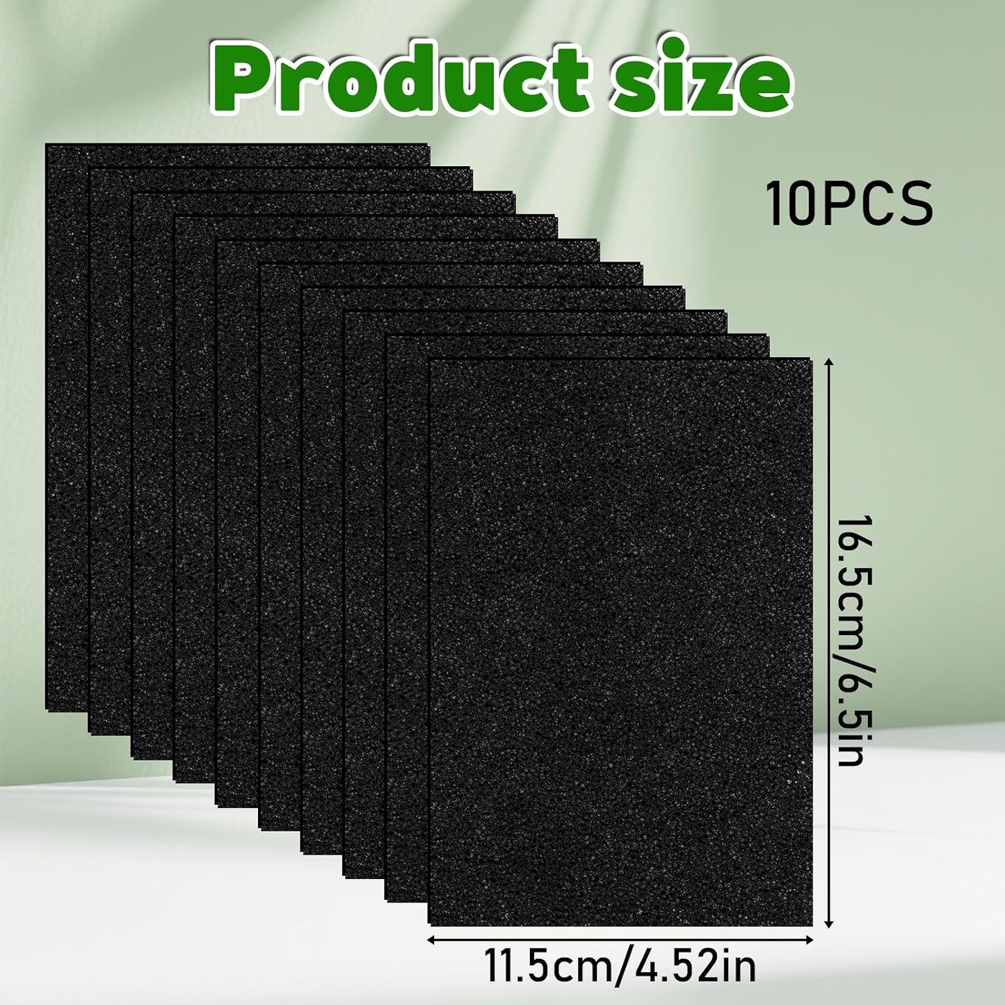 Trimmable black carbon filter sheets being measured for custom pet litter box fit