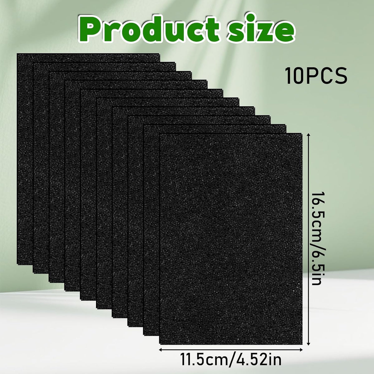 Trimmable black carbon filter sheets being measured for custom pet litter box fit