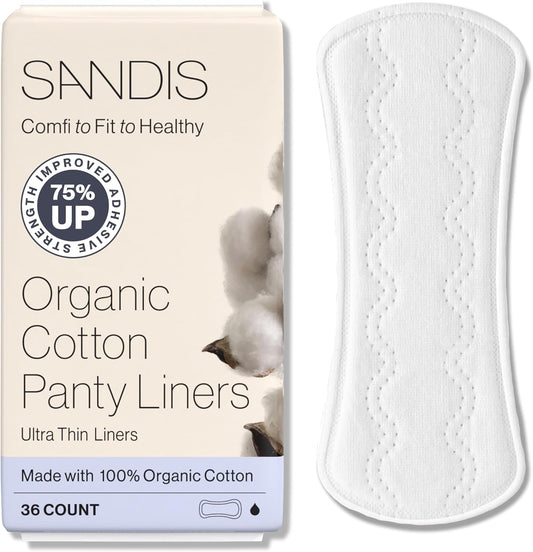 SANDIS Premium Organic Cotton Panty Liners front packaging 36 count box