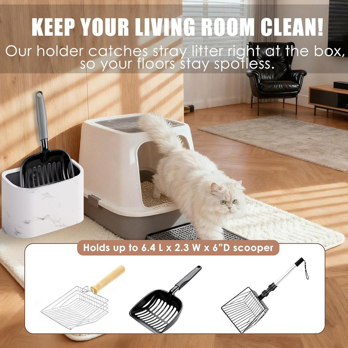 Universal cat litter scoop caddy with removable inner bin