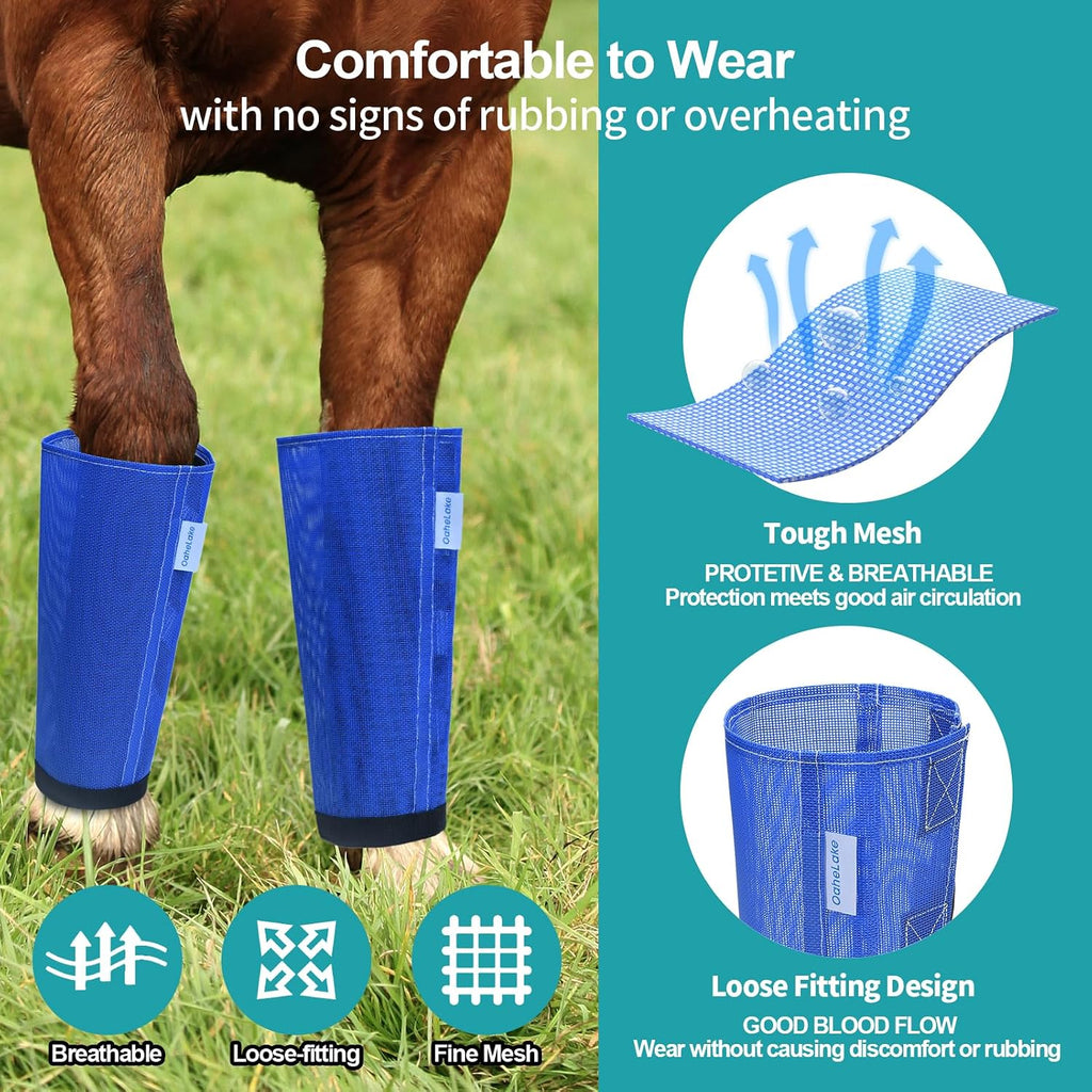 Breathable plastic mesh horse fly boots for insect protection