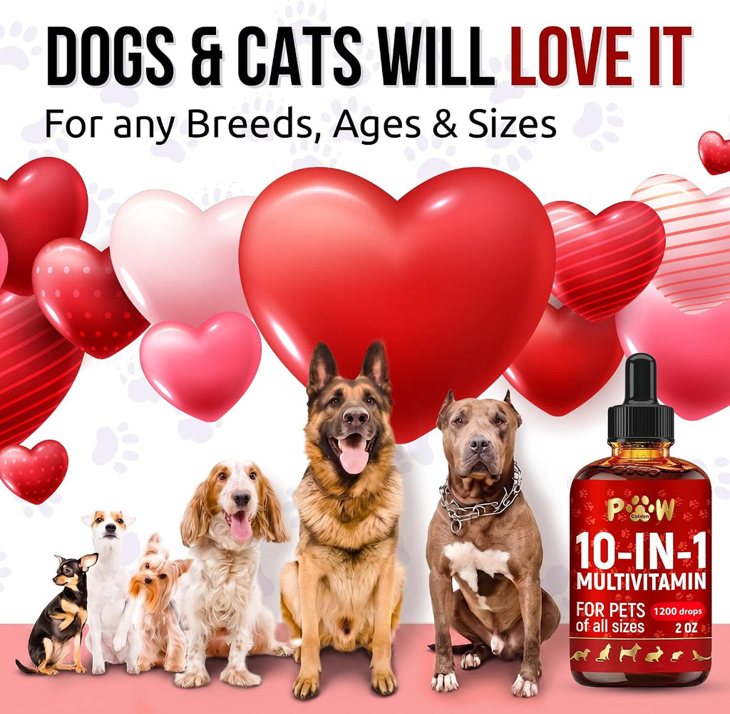 Golden Paw 10-in-1 supplement bottle for healthy coat and skin