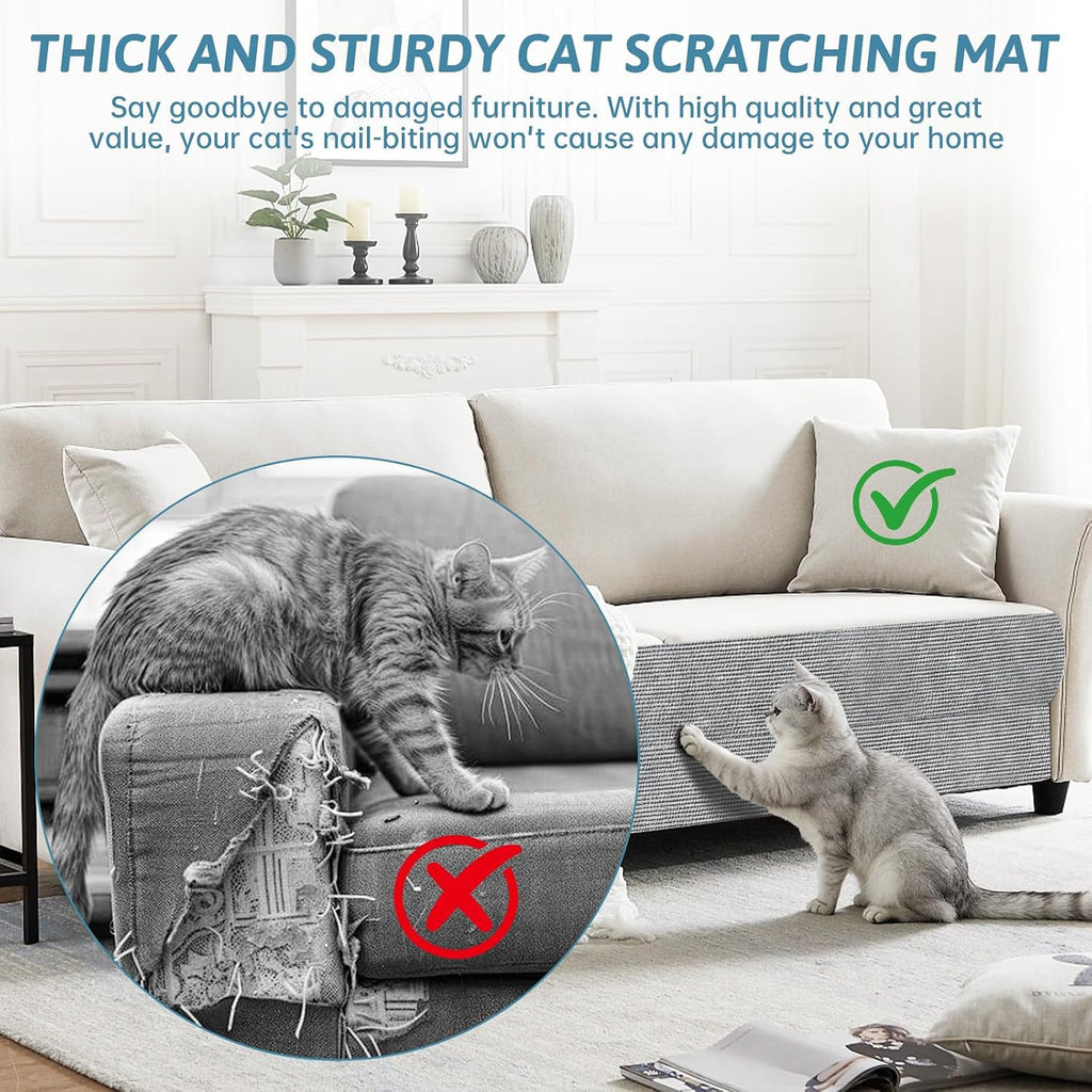 Cat scratch mat protecting a wooden corner from claws