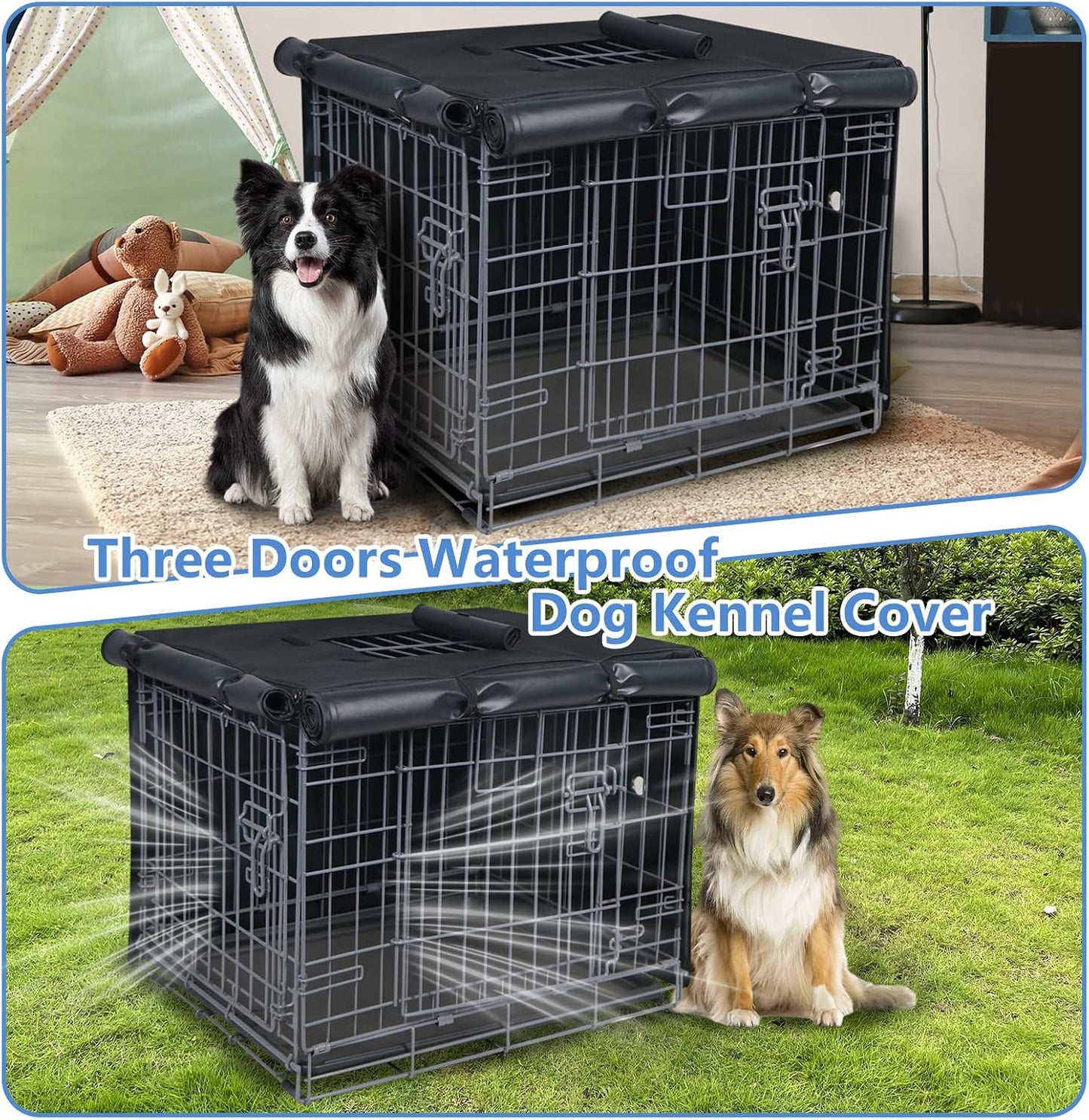 Premium imported pet crate cover with secure zippers and bottom toggles