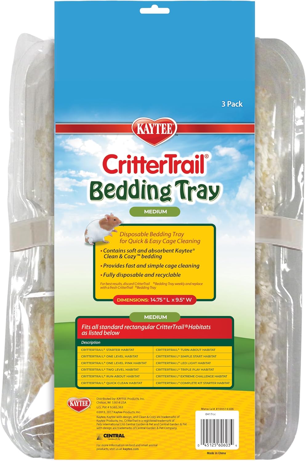 Close up of Clean and Cozy bedding inside Kaytee habitat tray
