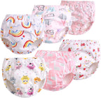 SUOBUDE potty training underwear for girls pack of six pink size 3T front view showcasing cute cartoon patterns.
