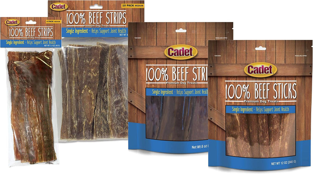 Resealable bag of Cadet beef dog jerky treats