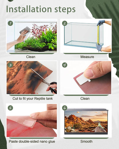 Breling reptile habitat scenery sheet showing the thirty six by eighteen inches sizing layout.