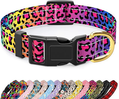 TMOODEL Reflective Leopard Print Dog Collar front view