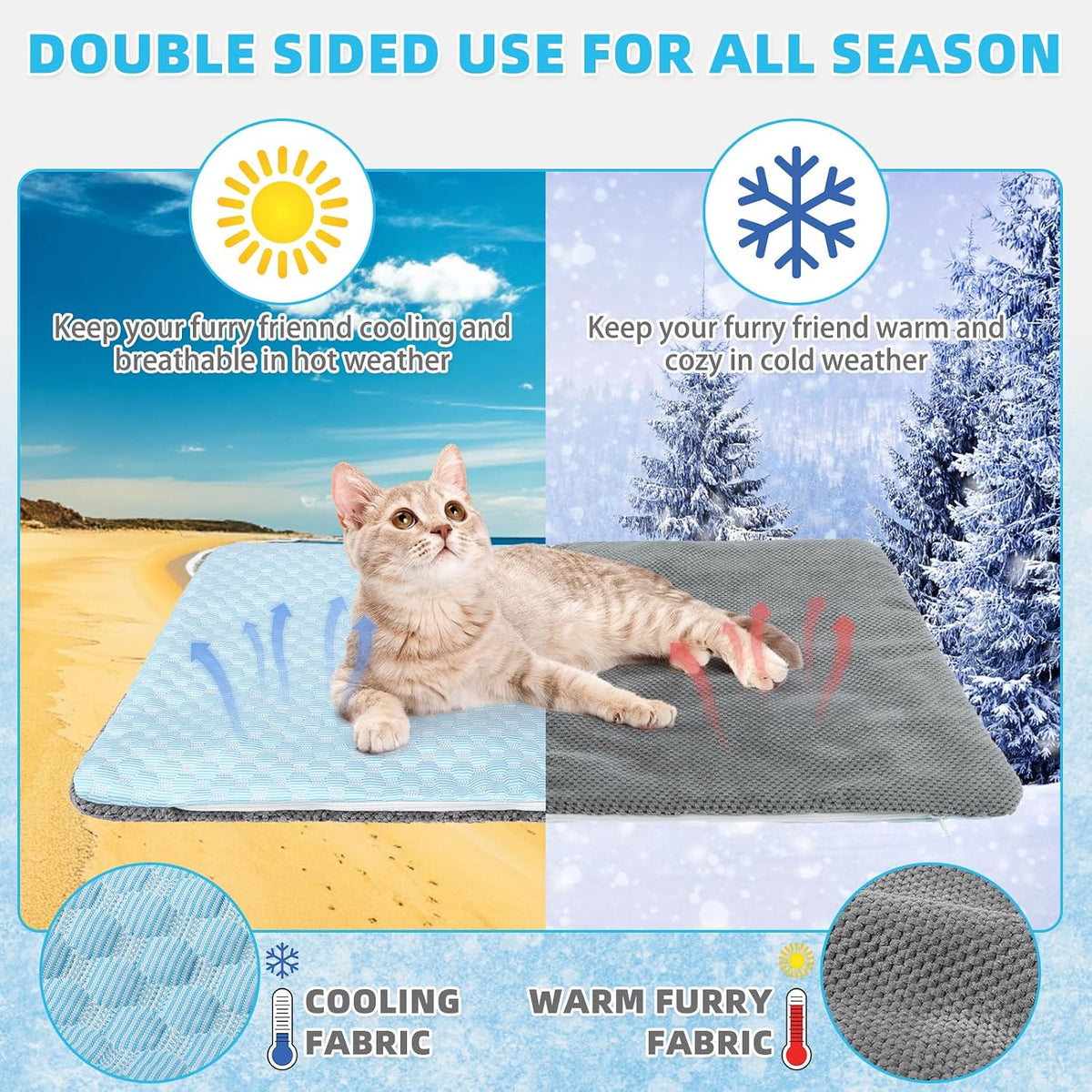 Folded portable pet cooling mat for travel use