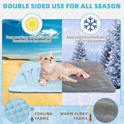 Folded portable pet cooling mat for travel use