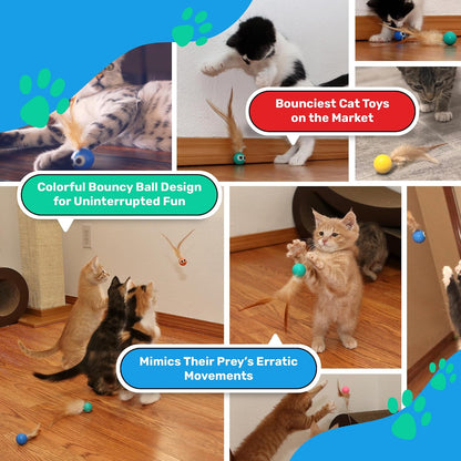 Pet parent bouncing the interactive feather toy to engage an indoor cat in high jumping exercise