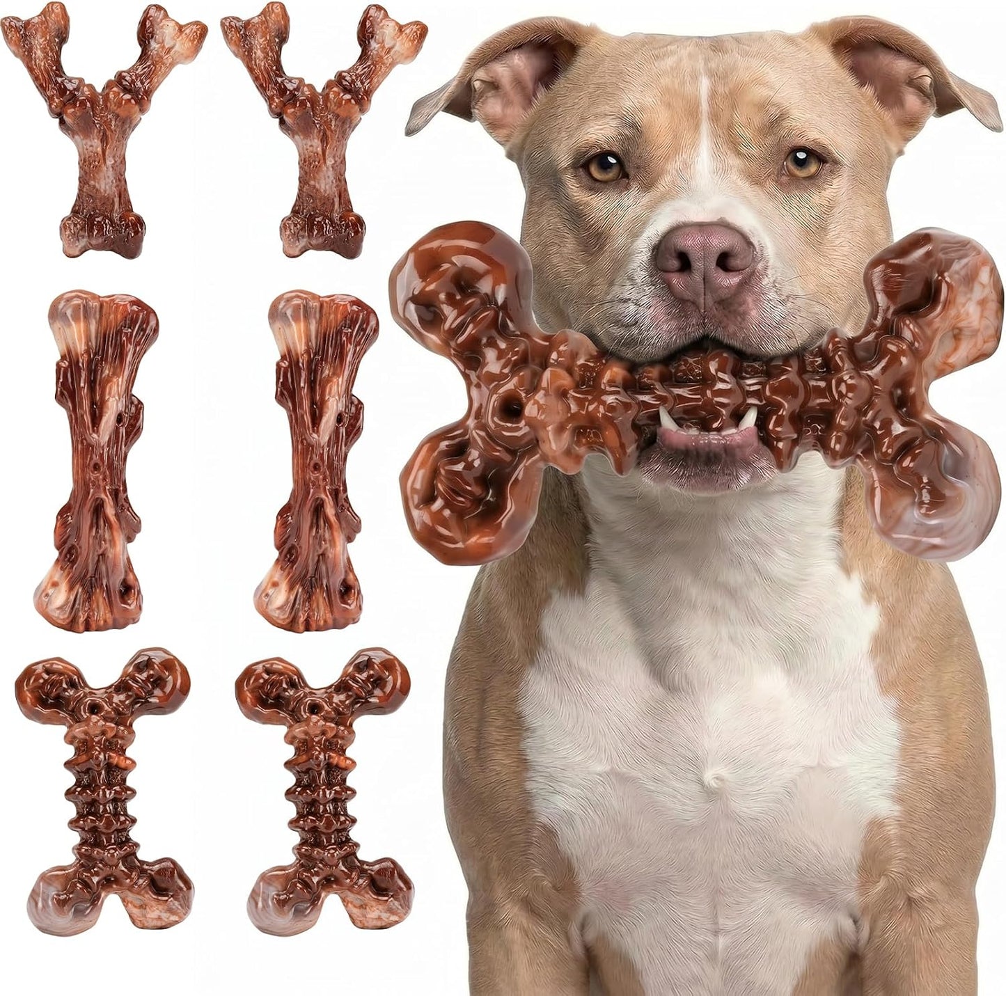 Kseroo 3-Pack Indestructible Dog Chew Toys for Aggressive Chewers: Bacon Flavored Rock-Hard Solid Nylon, Tough Dog Bones for Medium/Large Dogs 25-90lbs, Heavy Duty Dog Toys to Keep Them Busy, Brown-XL - Image 12