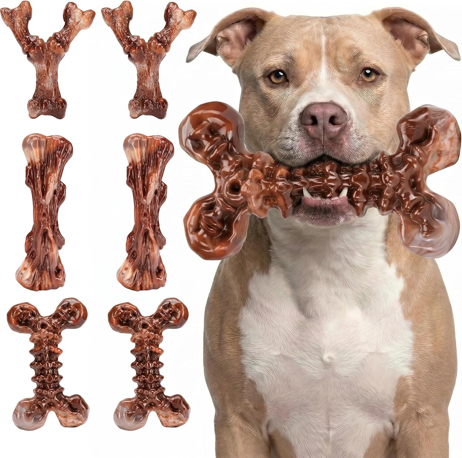 Kseroo 3-Pack Indestructible Dog Chew Toys for Aggressive Chewers: Bacon Flavored Rock-Hard Solid Nylon, Tough Dog Bones for Medium/Large Dogs 25-90lbs, Heavy Duty Dog Toys to Keep Them Busy, Brown-XL - Image 12