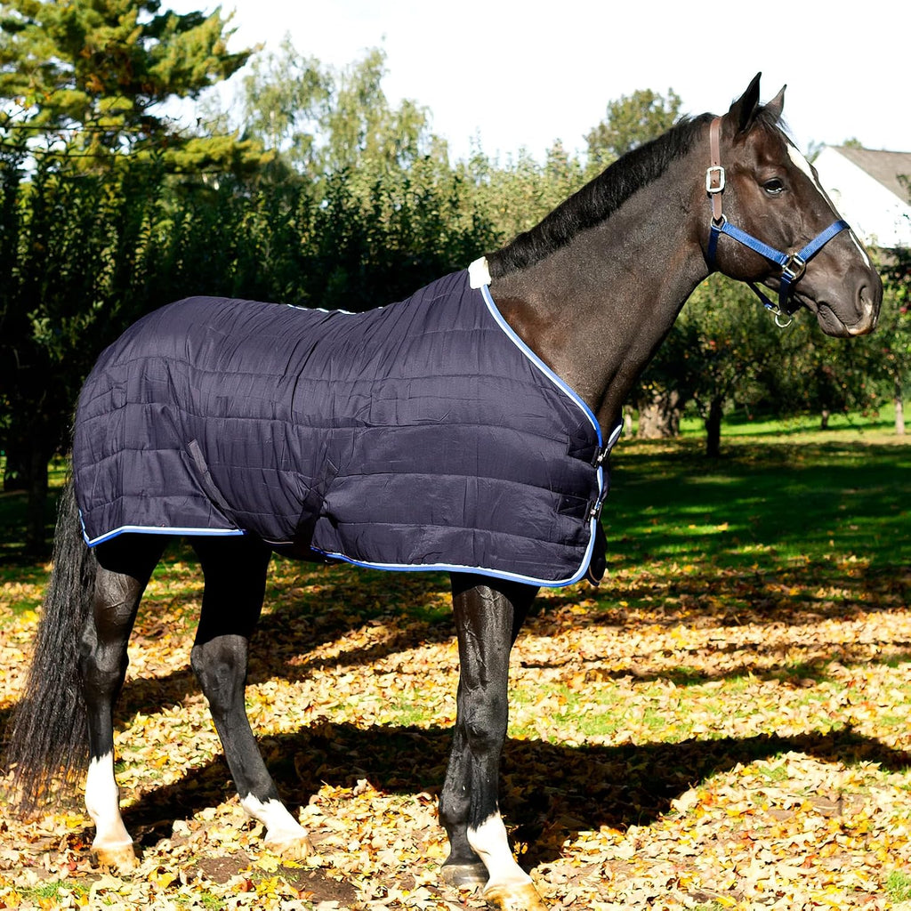 Horze Glasgow 100g horse rug side angle highlighting the anti-slip fabric texture