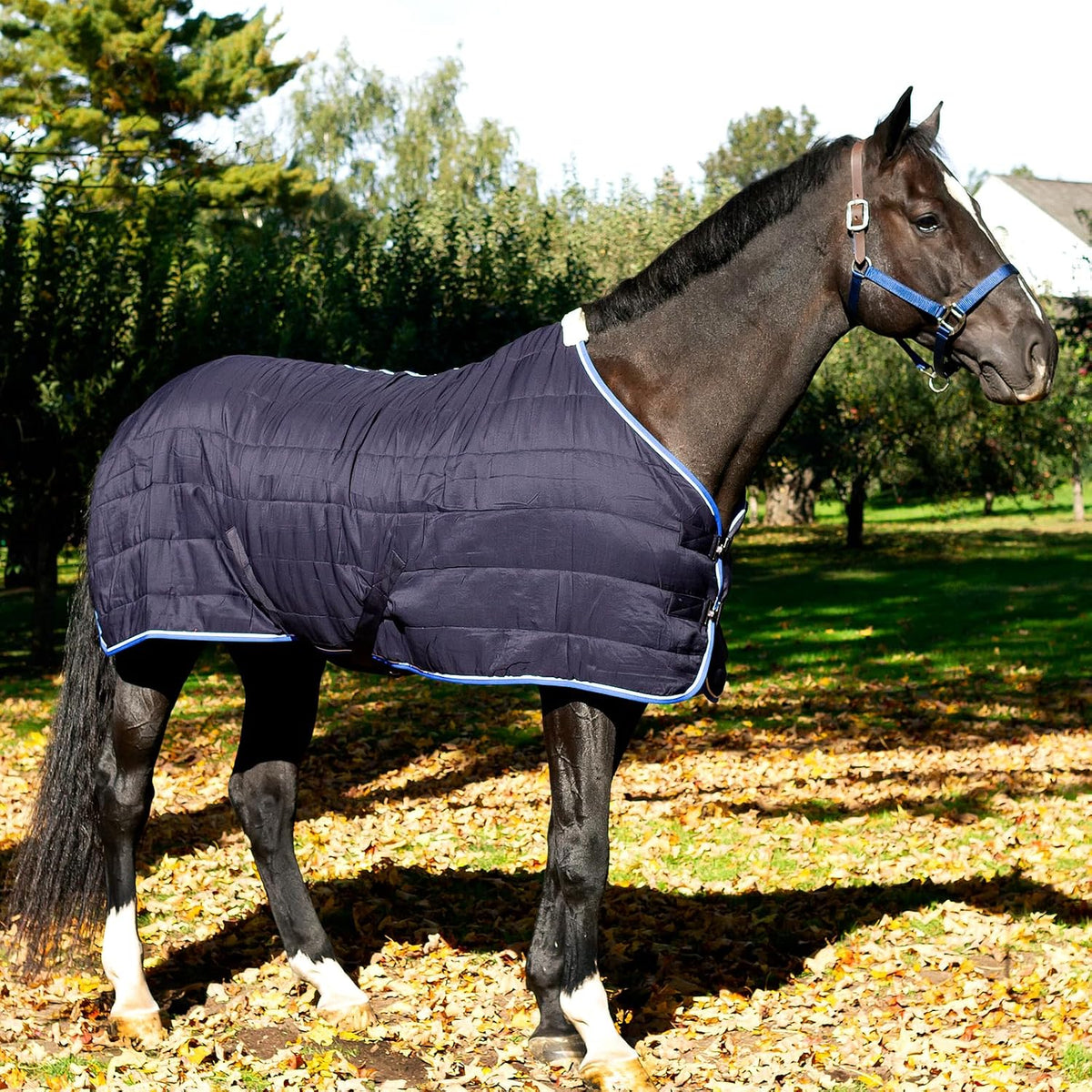 Horze Glasgow 100g horse rug side angle highlighting the anti-slip fabric texture