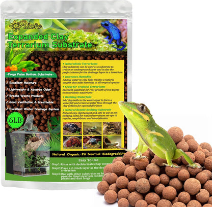 Riare 10LBS Expanded Clay Balls Terrarium Substrate for Reptiles - 100% Organic Lightweight Clay Pebbles Substrate Frogs False Bottom Substrate, Bioactive Terrarium Substrate for Drainage and Moisture - Image 10