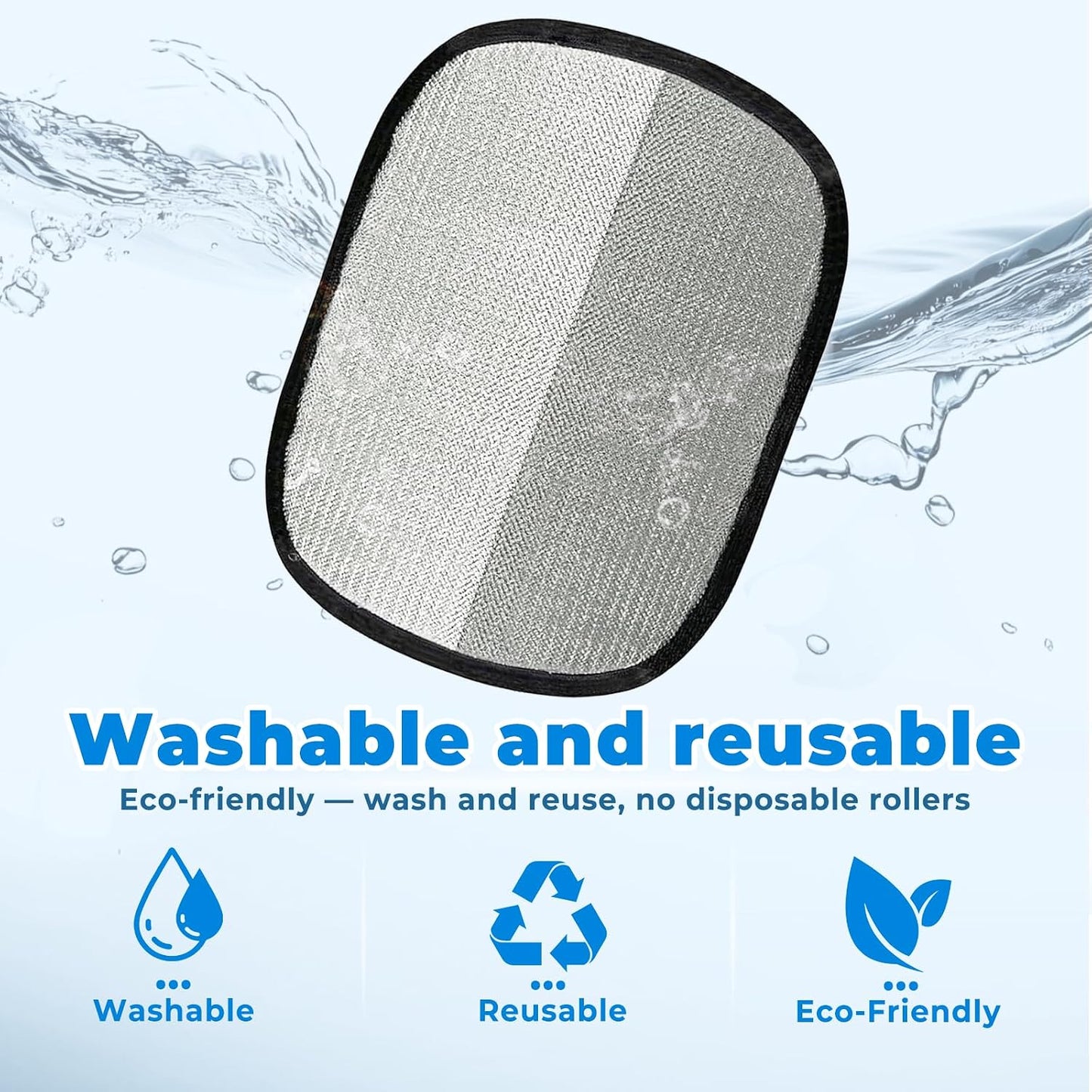 Washable and reusable pet hair remover glove being rinsed under water