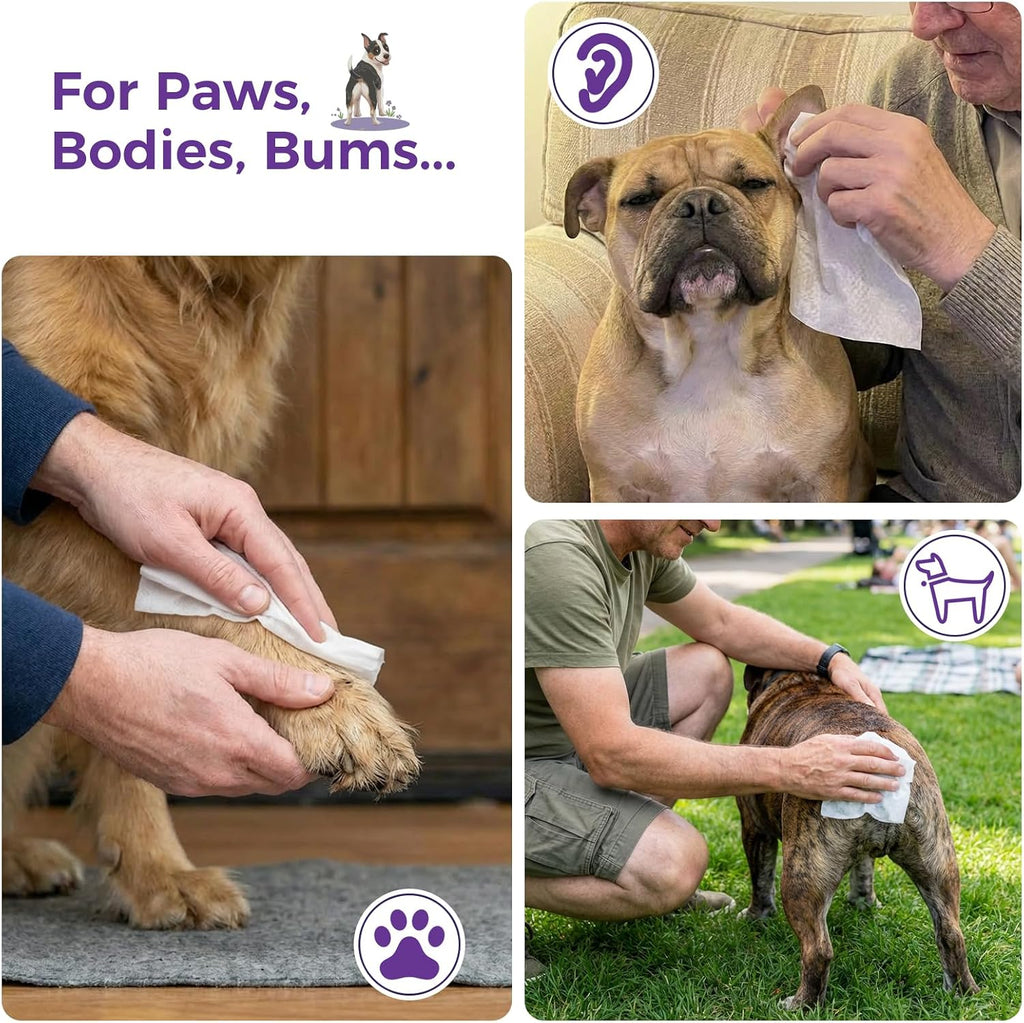 Alcohol free dog grooming wipes with aloe vera ingredients