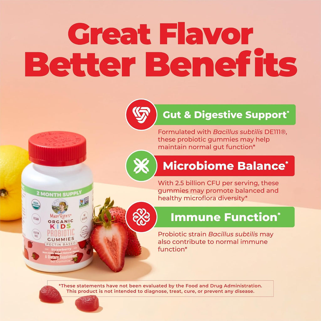 MaryRuth Organics Kids Probiotic Gummies texture and shape