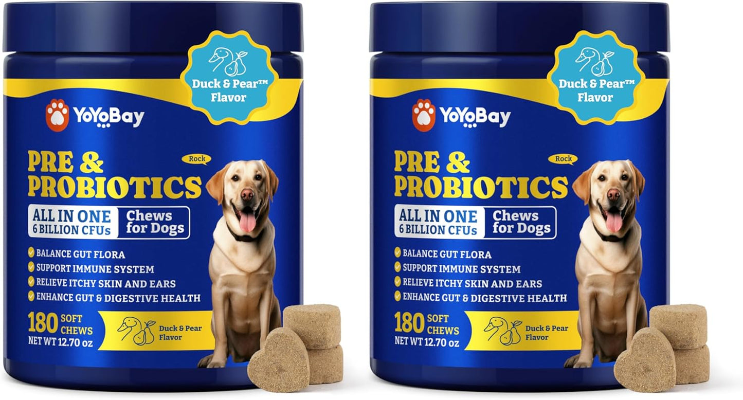 Probiotics for Dogs - Dog Probiotics for Digestive Health, Yeast, Itchy Skin, Gut Health, Immune & Skin - 6 Billion CFUs, 180 Soft Chews, Duck & Pear Flavor - with Prebiotics & Digestive Enzymes - Image 11