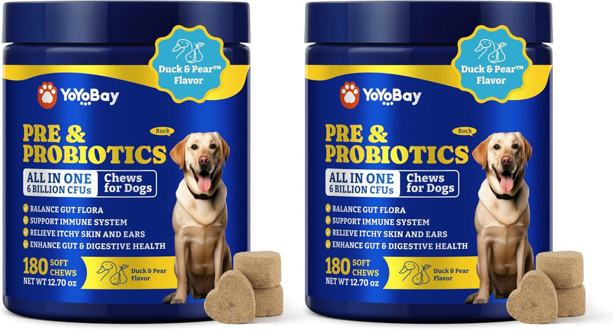 Probiotics for Dogs - Dog Probiotics for Digestive Health, Yeast, Itchy Skin, Gut Health, Immune & Skin - 6 Billion CFUs, 180 Soft Chews, Duck & Pear Flavor - with Prebiotics & Digestive Enzymes - Image 11