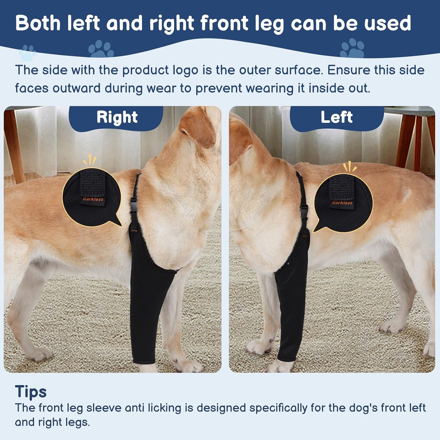 Barkless breathable dog cone alternative single front leg wound cover