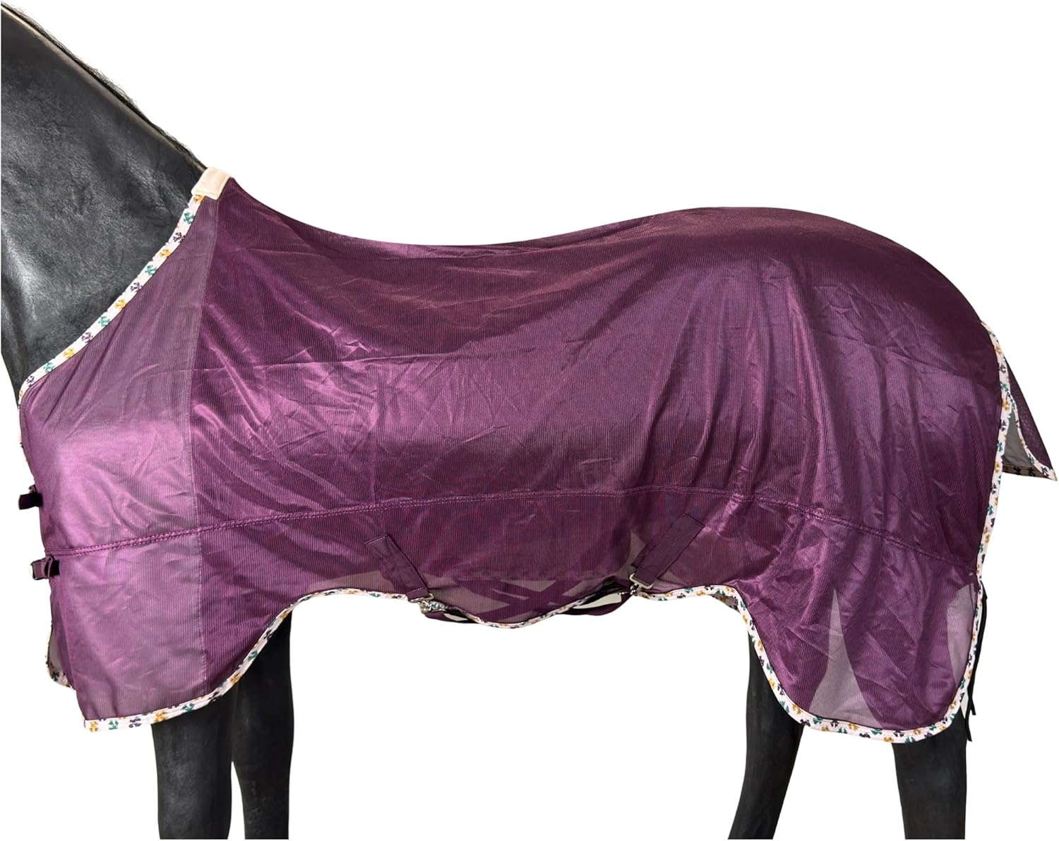BARN & STABLE Breathable and UV Protective Tear-Resistant Mesh Horse Fly Sheet Comfy Equine Summer Sheet with Removable Web Leg Straps (White - Loose Fit, 78 in) - Image 9