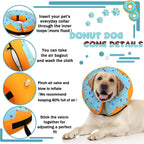 Adjustable strap and secure buckle mechanism on the inflatable dog cone alternative.
