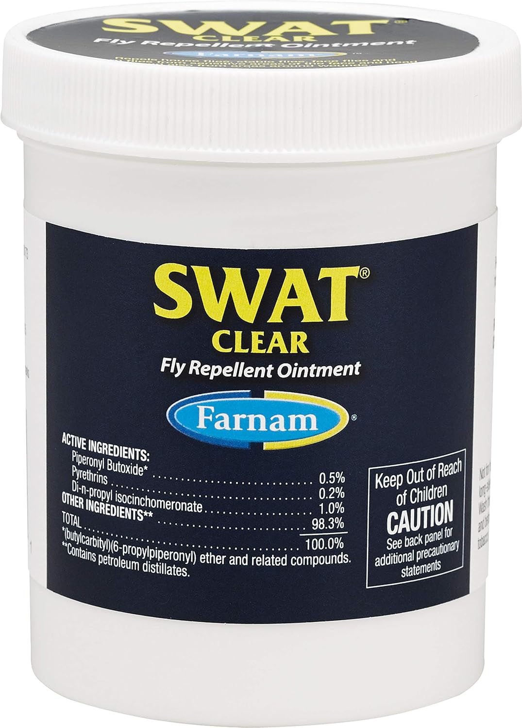 Farnam SWAT Clear Fly Repellent Ointment seven ounce jar front view